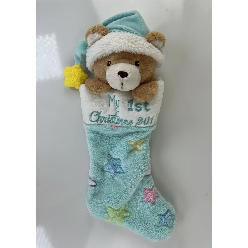 DanDee Plush Soft MY FIRST CHRISTMAS STOCKING/STUFFED BEAR 2017 Holiday Gift 12”